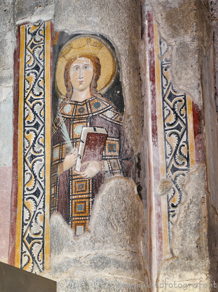 Milan (Italy) - Fresco of a saint martyr in the Basilica of Sant'Eustorgio